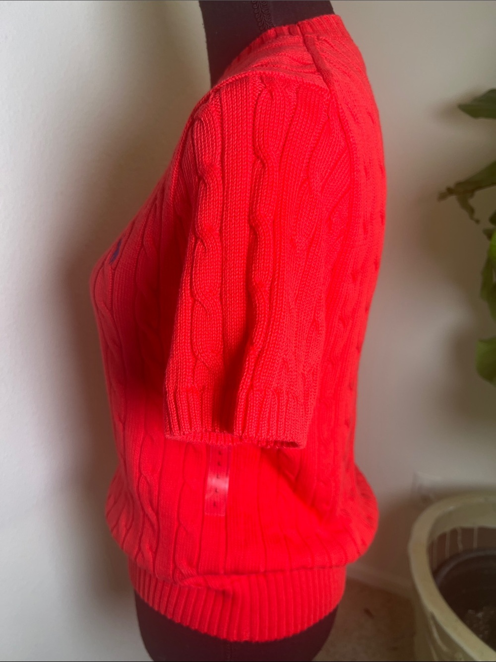 Ralph Lauren Polo Women’s 100% Cotton Cable Knit Short Sleeve Sweater Red NWT L - Picture 9 of 16